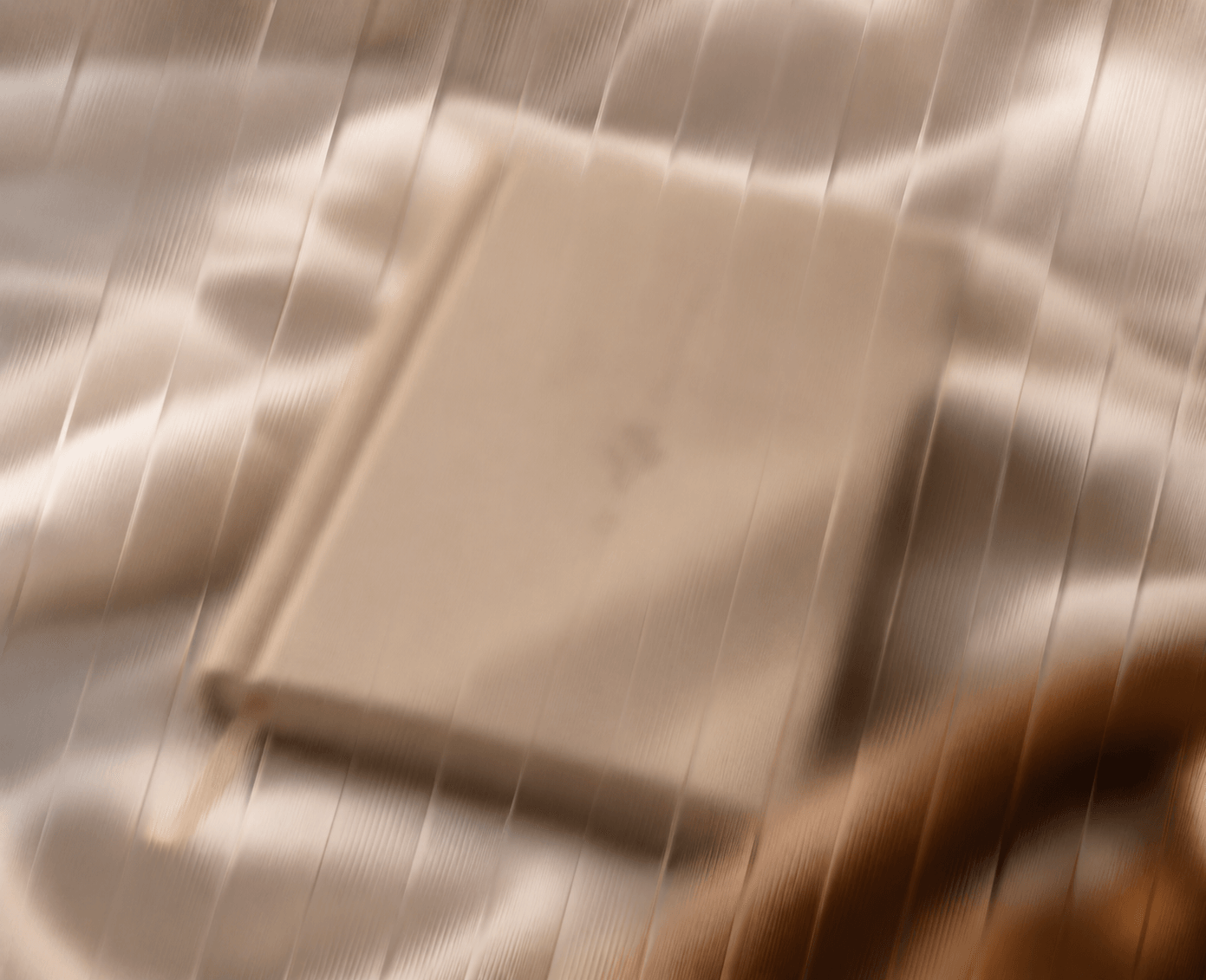Rozmyte zdjęcie SVOYA Journal na teksturowanym kocu — coming soon